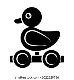 vector wooden duck pull toy isolated on white background