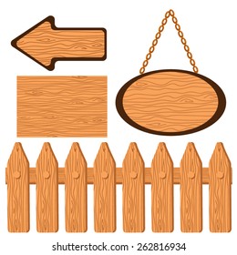 Vector wooden element set.