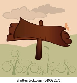 Vector wooden empty outdoor sign