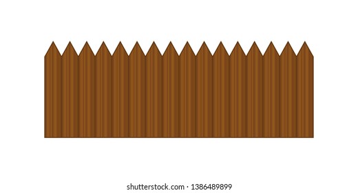 Vector wooden fence different forms. Wood boards silhouette construction in realictic style