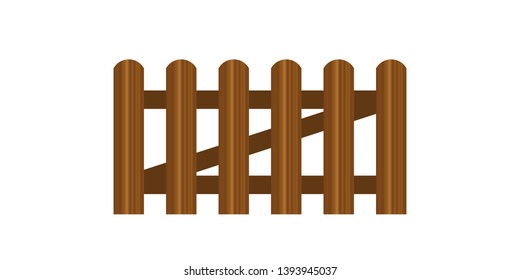 Vector wooden fence different forms. Wood boards silhouette construction in realictic style. Vector illustration EPS10.