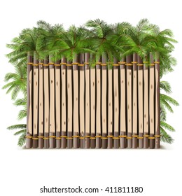 Vector Wooden Fence with Palm