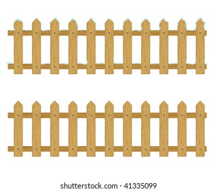 Vector Wooden Fence With Snow