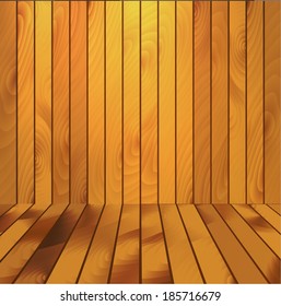 Vector wooden floor and wall background. Eps10.