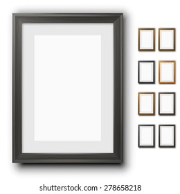 Vector wooden frames for pictures.  Different design and colors collection of vector images. A3, A4 and other A format proportion. 