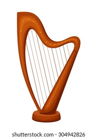 Vector wooden harp isolated on a white background.