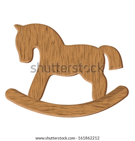 Vector wooden horse toy isolated on white