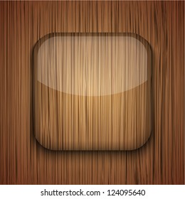 Vector wooden icon on wooden background. Eps10