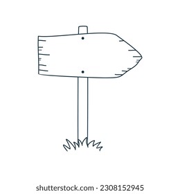 Vector wooden information board road sign doodle