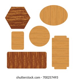 Vector wooden label. Set of isolated textured banners
