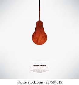 Vector wooden light bulb, set