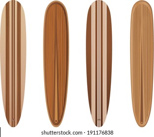 vector wooden long surfboards - Separate layers for easy editing