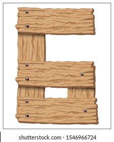 Vector wooden number. Stylized digit for logo, poster, invitation or clothing design. Isolated elements on a white background.