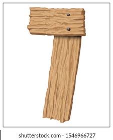 Vector wooden number. Stylized digit for logo, poster, invitation or clothing design. Isolated elements on a white background.