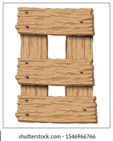 Vector wooden number. Stylized digit for logo, poster, invitation or clothing design. Isolated elements on a white background.
