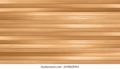 Vector wooden panel background. Horizontal realistic brown wood grain texture, natural textured wall, top view of empty wooden floor. Timber beige parquet, textured surface with wood planks.