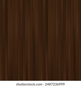 Vector wooden panel background. Vertical realistic dark brown wood grain texture, natural textured wall, top view of empty wooden floor. Timber planks, textured striped wood surface.