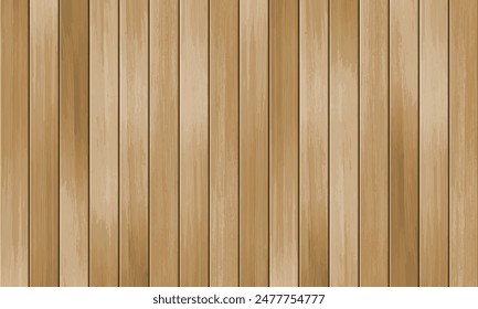 Vector wooden panel horizontal background. Realistic brown wood grain texture, natural textured wall, top view of empty wooden floor. Beige parquet, textured surface with wood planks.