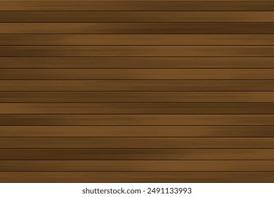 Vector wooden panel horizontal background. Realistic natural brown wood grain texture, textured wall, top view of empty wooden floor. Old parquet, textured surface with wood planks.