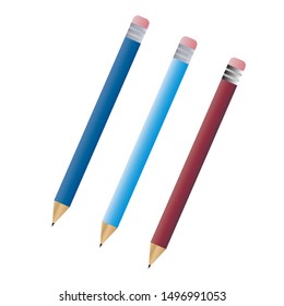 Vector wooden pencil with rubber eraser