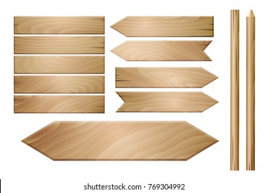 Vector wooden planks isolated on white background.