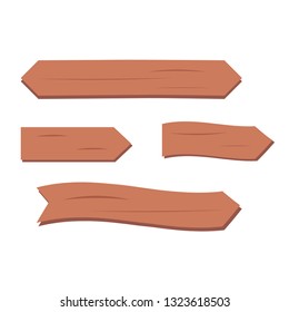 Vector wooden planks. Old texture wood arrow. Cartoon wooden plank signs