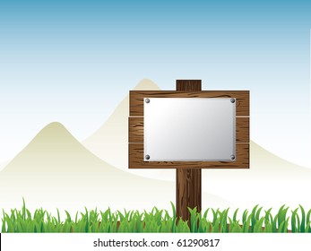 Vector of wooden road sign