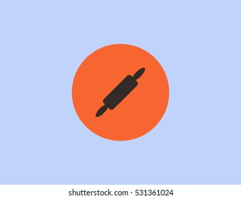 Vector wooden roll kitchen icon. Flat design style
