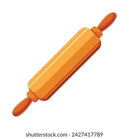 Vector wooden rolling pin isolated on white
