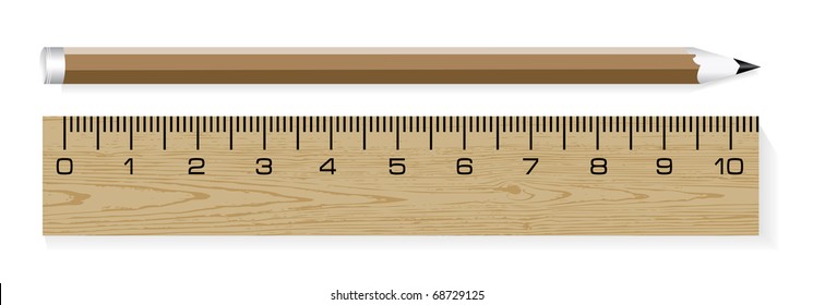 Vector wooden ruler and pencils