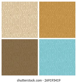 Vector wooden seamless patterns in trendy mono line style - abstract backgrounds