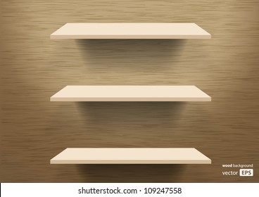 vector wooden shelves background