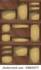 Vector wooden shelves background.