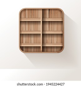 Vector wooden shelves mock up empty shelf cubes and squares design on wall room background