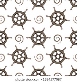 Vector Wooden Ship Vessel Helm Seamless Pattern