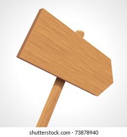 Vector wooden sign as arrow in perspective