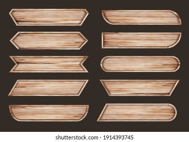 Vector wooden sign boards with headline title bar design template