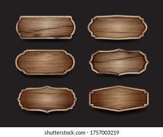 Vector wooden sign boards label collection design