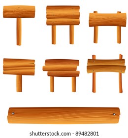 vector wooden sign set