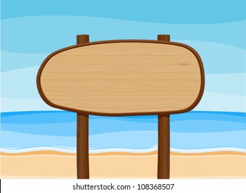vector wooden signboard in beach