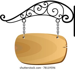 vector wooden signboard and metal decoration