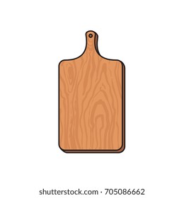 vector wooden sketch cartoon empty kitchen cutting board isolated illustration on a white background. Kitchenware equipment utensil objects concept