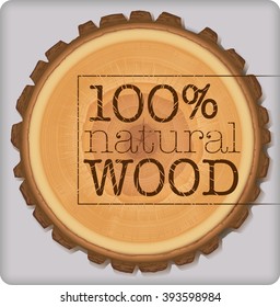 Vector wooden slice, top view.
