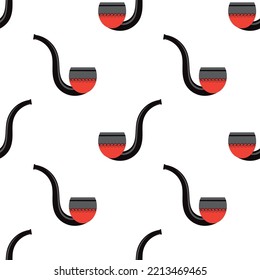 Vector Wooden Smoking Pipe Silhouette Seamless Pattern Isolated on White Background.