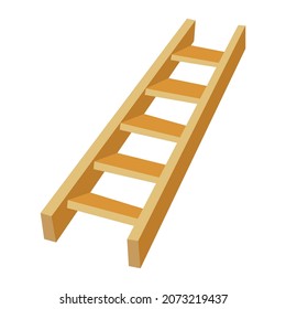 Vector wooden stairs in flat style vector drawing