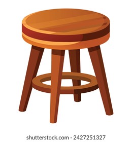 Vector de un taburete de madera en blanco.