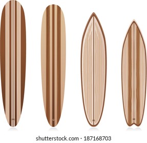 vector wooden surfboards set 2 - Separate layers for easy editing