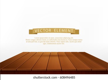 Vector wooden table isolated on white background. Element for design