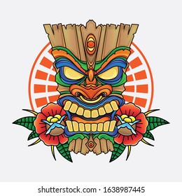 vector of wooden tiki mask, vector EPS 10