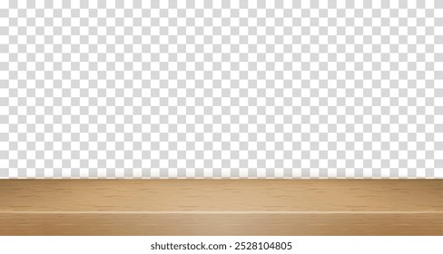 Maqueta de Vector de madera superior de la escena de la habitación del estudio. Fondo Abstractas de la presentación del Producto 3D del limbo. Estante de pared Estante de exhibición minimalista del escaparate de la promoción. Plantilla de etapa de podio transparente